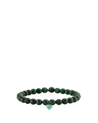 Sydney Evan 14K Diamond Marquise Turquoise Heart on Malachite Bracelet | Thumbnail 1 Sydney Evan 14K Diamond Marquise Turquoise Heart on Malachite Bracelet | Thumbnail 1