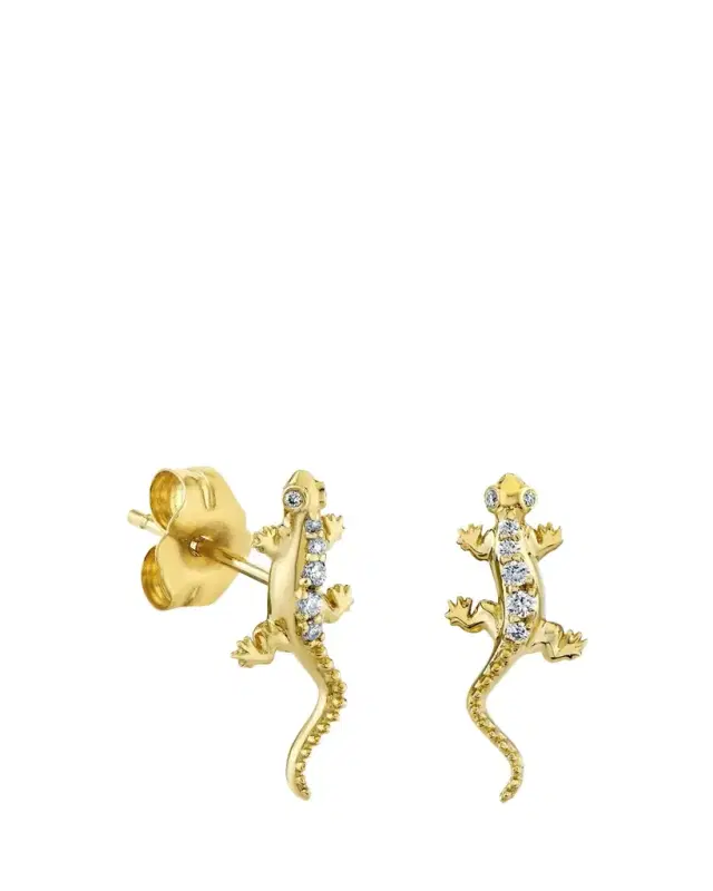 14K Yellow Gold Diamond Lizard Stud Earring, Single (Right) 14K Yellow Gold Diamond Lizard Stud Earring, Single (Right)