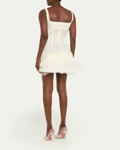 McQueen Square-Neck Ruffle Kickback Mini Corset Dress | Thumbnail 3 McQueen Square-Neck Ruffle Kickback Mini Corset Dress | Thumbnail 3