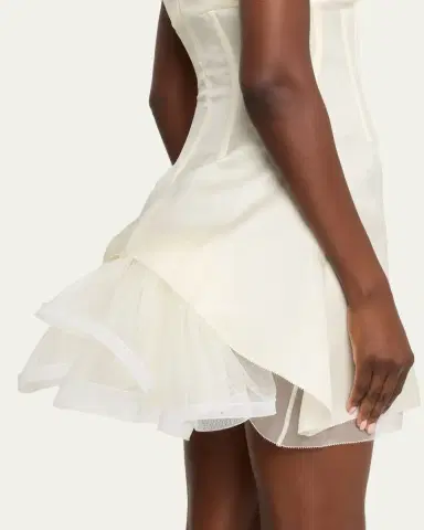 McQueen Square-Neck Ruffle Kickback Mini Corset Dress | Thumbnail 5 McQueen Square-Neck Ruffle Kickback Mini Corset Dress | Thumbnail 5