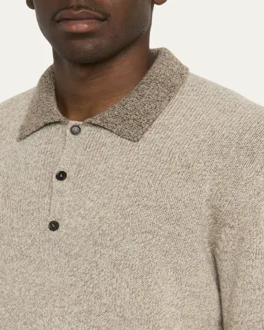 Loro Piana Men's Sheep Meadow Wool and Cashmere Polo Sweater | Thumbnail 5 Loro Piana Men's Sheep Meadow Wool and Cashmere Polo Sweater | Thumbnail 5