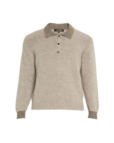 Loro Piana Men's Sheep Meadow Wool and Cashmere Polo Sweater | Thumbnail 1 Loro Piana Men's Sheep Meadow Wool and Cashmere Polo Sweater | Thumbnail 1
