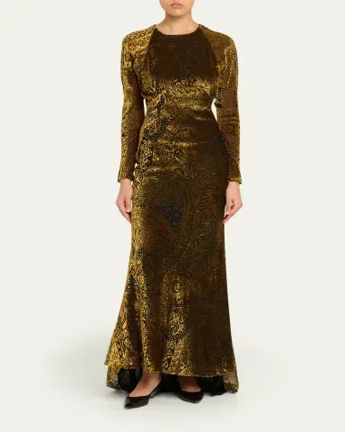 Etro Paisley Velvet Burnout Empire-Waist Maxi Dress | Thumbnail 2 Etro Paisley Velvet Burnout Empire-Waist Maxi Dress | Thumbnail 2