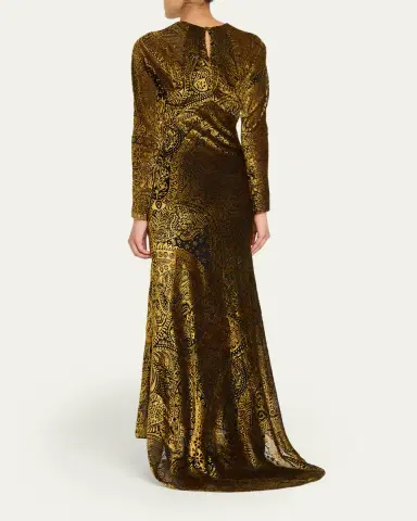 Etro Paisley Velvet Burnout Empire-Waist Maxi Dress | Thumbnail 3 Etro Paisley Velvet Burnout Empire-Waist Maxi Dress | Thumbnail 3