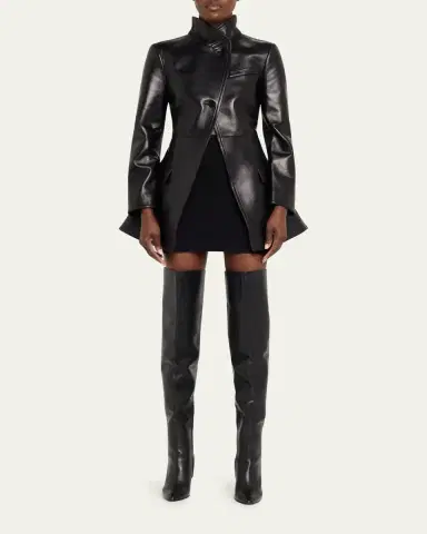 McQueen Leather Single-Breasted Cutaway Jacket | Thumbnail 2 McQueen Leather Single-Breasted Cutaway Jacket | Thumbnail 2