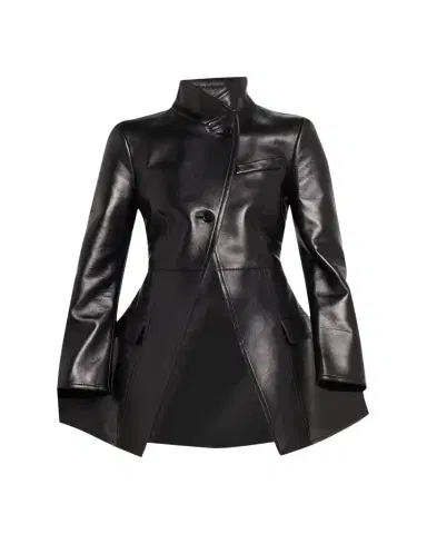 McQueen Leather Single-Breasted Cutaway Jacket | Thumbnail 1 McQueen Leather Single-Breasted Cutaway Jacket | Thumbnail 1