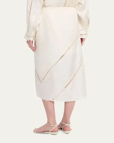 Diotima Tobago Lattice-Inset Silk Midi Skirt | Thumbnail 3 Diotima Tobago Lattice-Inset Silk Midi Skirt | Thumbnail 3