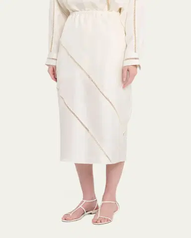 Diotima Tobago Lattice-Inset Silk Midi Skirt | Thumbnail 4 Diotima Tobago Lattice-Inset Silk Midi Skirt | Thumbnail 4