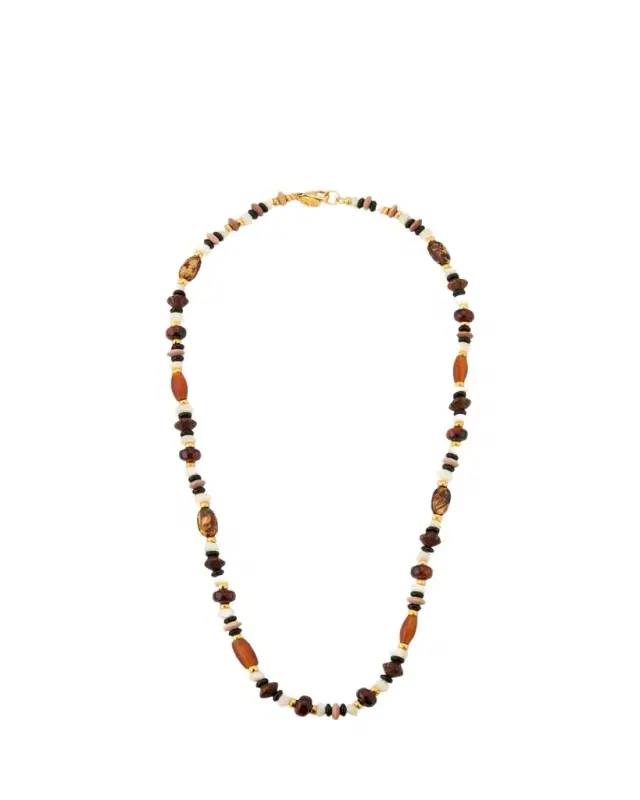 Long Beaded Necklace, Brown Long Beaded Necklace, Brown