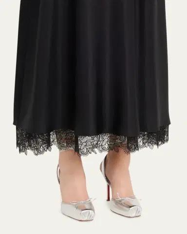 Christian Louboutin 100mm Cassia Lace-Up Metallic Leather Ballet Pumps | Thumbnail 2 Christian Louboutin 100mm Cassia Lace-Up Metallic Leather Ballet Pumps | Thumbnail 2