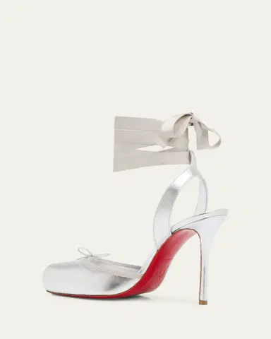Christian Louboutin 100mm Cassia Lace-Up Metallic Leather Ballet Pumps | Thumbnail 4 Christian Louboutin 100mm Cassia Lace-Up Metallic Leather Ballet Pumps | Thumbnail 4