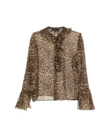 Nili Lotan Cecily Metallic Leopard-Print ilk Ruffle Shirt | Thumbnail 1 Nili Lotan Cecily Metallic Leopard-Print ilk Ruffle Shirt | Thumbnail 1