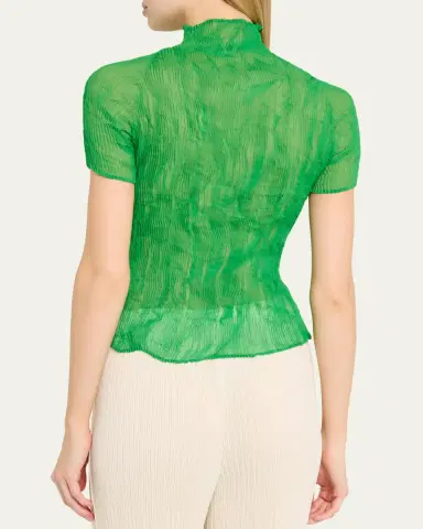 Issey Miyake Twisted Chiffon Plisse Mock-Neck Top | Thumbnail 3 Issey Miyake Twisted Chiffon Plisse Mock-Neck Top | Thumbnail 3