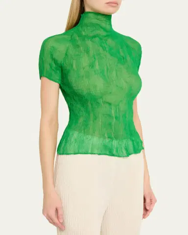 Issey Miyake Twisted Chiffon Plisse Mock-Neck Top | Thumbnail 4 Issey Miyake Twisted Chiffon Plisse Mock-Neck Top | Thumbnail 4