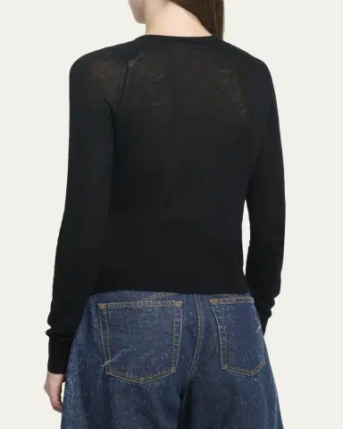 Alaïa Double Layered Wool Crewneck Cardigan | Thumbnail 3 Alaïa Double Layered Wool Crewneck Cardigan | Thumbnail 3