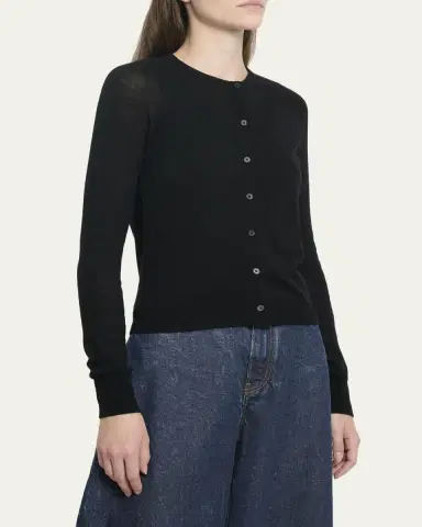 Alaïa Double Layered Wool Crewneck Cardigan | Thumbnail 4 Alaïa Double Layered Wool Crewneck Cardigan | Thumbnail 4