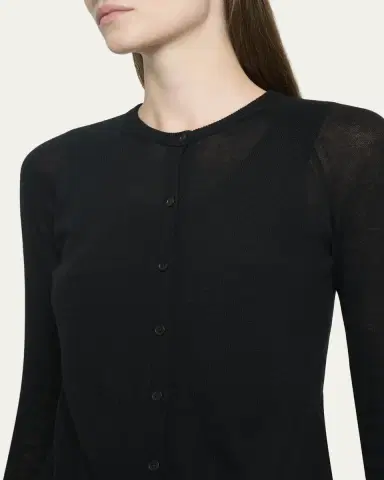 Alaïa Double Layered Wool Crewneck Cardigan | Thumbnail 5 Alaïa Double Layered Wool Crewneck Cardigan | Thumbnail 5