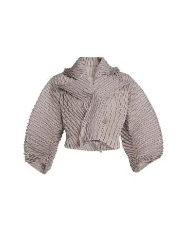 Issey Miyake Stripes Sculpted Crop Jacket | Thumbnail 1 Issey Miyake Stripes Sculpted Crop Jacket | Thumbnail 1