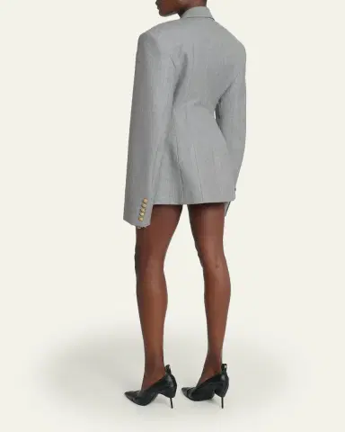 Balmain Strong-Shoulder Draped Mini Blazer Dress | Thumbnail 3 Balmain Strong-Shoulder Draped Mini Blazer Dress | Thumbnail 3