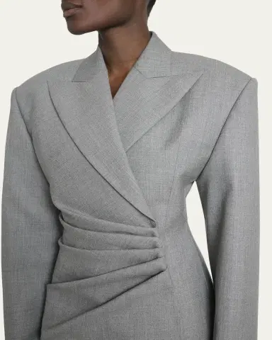 Balmain Strong-Shoulder Draped Mini Blazer Dress | Thumbnail 5 Balmain Strong-Shoulder Draped Mini Blazer Dress | Thumbnail 5