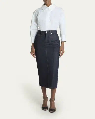 Givenchy Denim Kick-Pleat Midi Skirt | Thumbnail 2 Givenchy Denim Kick-Pleat Midi Skirt | Thumbnail 2