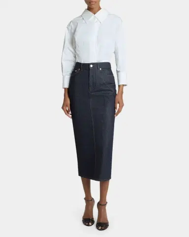 Givenchy Denim Kick-Pleat Midi Skirt | Thumbnail 6 Givenchy Denim Kick-Pleat Midi Skirt | Thumbnail 6