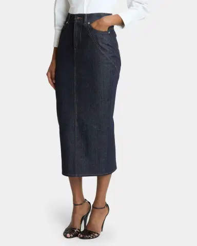 Givenchy Denim Kick-Pleat Midi Skirt | Thumbnail 8 Givenchy Denim Kick-Pleat Midi Skirt | Thumbnail 8