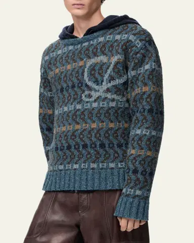 LOEWE Men's L-Monogram Intarsia Knit Crewneck Sweater | Thumbnail 4 LOEWE Men's L-Monogram Intarsia Knit Crewneck Sweater | Thumbnail 4