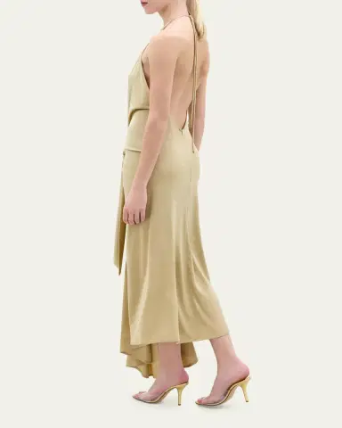 Silvia Tcherassi Adara Plunging Halter Knotted Maxi Dress | Thumbnail 3 Silvia Tcherassi Adara Plunging Halter Knotted Maxi Dress | Thumbnail 3