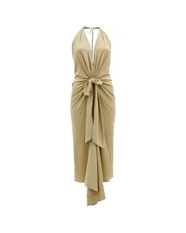 Silvia Tcherassi Adara Plunging Halter Knotted Maxi Dress | Thumbnail 1 Silvia Tcherassi Adara Plunging Halter Knotted Maxi Dress | Thumbnail 1