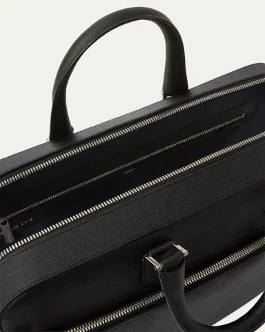 Valextra Men's Avietta Top-Handle Calfskin Briefcase with Zip Pocket | Thumbnail 3 Valextra Men's Avietta Top-Handle Calfskin Briefcase with Zip Pocket | Thumbnail 3