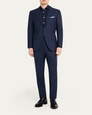 Kiton Men's Wool Tonal Plaid Single-Breasted Suit | Thumbnail 2 Kiton Men's Wool Tonal Plaid Single-Breasted Suit | Thumbnail 2