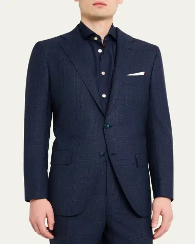 Kiton Men's Wool Tonal Plaid Single-Breasted Suit | Thumbnail 4 Kiton Men's Wool Tonal Plaid Single-Breasted Suit | Thumbnail 4