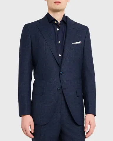 Kiton Men's Wool Tonal Plaid Single-Breasted Suit | Thumbnail 8 Kiton Men's Wool Tonal Plaid Single-Breasted Suit | Thumbnail 8