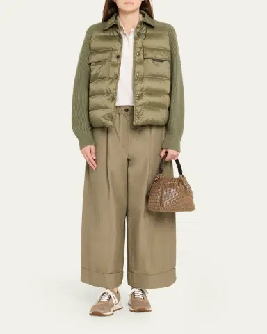 Brunello Cucinelli Superlight Down Padded Jacket With Knit Sleeves | Thumbnail 2 Brunello Cucinelli Superlight Down Padded Jacket With Knit Sleeves | Thumbnail 2