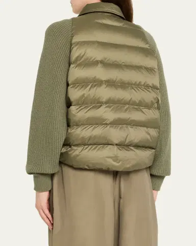 Brunello Cucinelli Superlight Down Padded Jacket With Knit Sleeves | Thumbnail 3 Brunello Cucinelli Superlight Down Padded Jacket With Knit Sleeves | Thumbnail 3