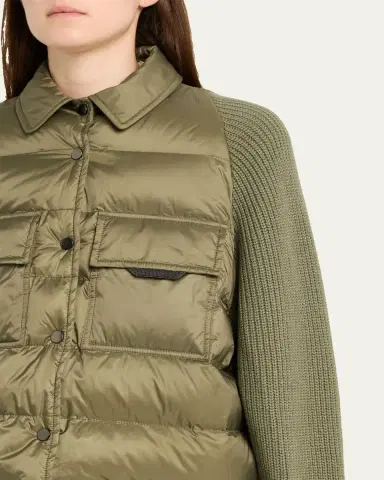 Brunello Cucinelli Superlight Down Padded Jacket With Knit Sleeves | Thumbnail 5 Brunello Cucinelli Superlight Down Padded Jacket With Knit Sleeves | Thumbnail 5