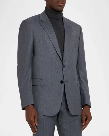 Giorgio Armani Men 's Wool and Silk Micro-Check Soft Two-Piece Suit | Thumbnail 3 Giorgio Armani Men 's Wool and Silk Micro-Check Soft Two-Piece Suit | Thumbnail 3