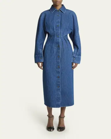 Givenchy Cocoon-Sleeve Waisted Denim Midi Shirtdress | Thumbnail 2 Givenchy Cocoon-Sleeve Waisted Denim Midi Shirtdress | Thumbnail 2
