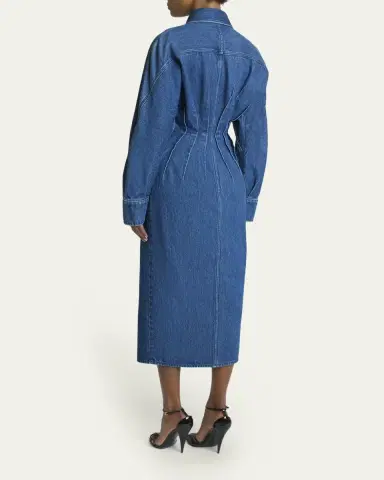 Givenchy Cocoon-Sleeve Waisted Denim Midi Shirtdress | Thumbnail 3 Givenchy Cocoon-Sleeve Waisted Denim Midi Shirtdress | Thumbnail 3
