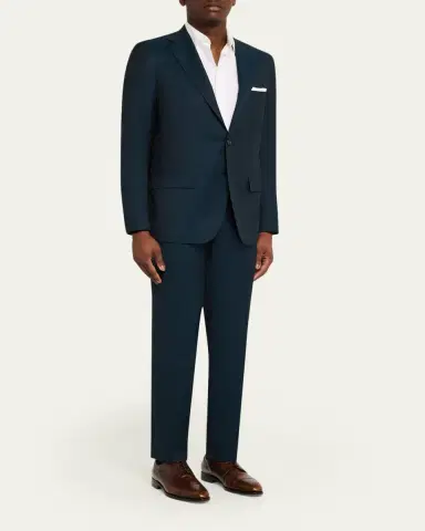 Kiton Men's Wool Micro-Herringbone Two-Piece Suit | Thumbnail 2 Kiton Men's Wool Micro-Herringbone Two-Piece Suit | Thumbnail 2