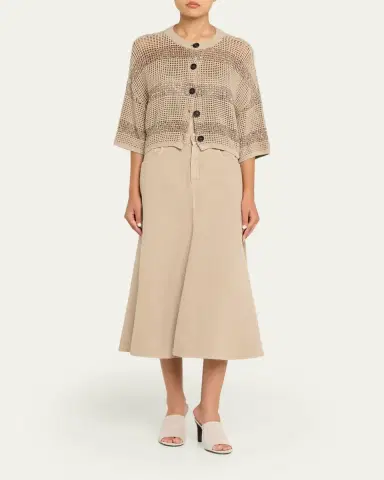 Brunello Cucinelli Paillette Striped Open-Knit Short-Sleeve Cardigan | Thumbnail 2 Brunello Cucinelli Paillette Striped Open-Knit Short-Sleeve Cardigan | Thumbnail 2