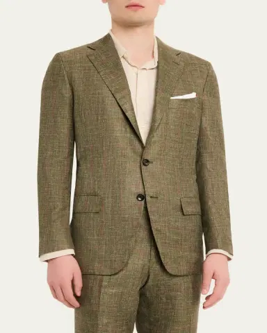 Kiton Men's Windowpane Cashmere Blend Suit | Thumbnail 4 Kiton Men's Windowpane Cashmere Blend Suit | Thumbnail 4