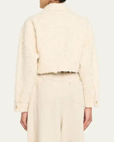 Brunello Cucinelli Summer Fuzzy Cotton Bull Cropped Denim Jacket | Thumbnail 3 Brunello Cucinelli Summer Fuzzy Cotton Bull Cropped Denim Jacket | Thumbnail 3