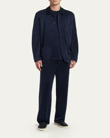 Giorgio Armani Men's Cupro Blend Patch-Pocket Blazer | Thumbnail 2 Giorgio Armani Men's Cupro Blend Patch-Pocket Blazer | Thumbnail 2