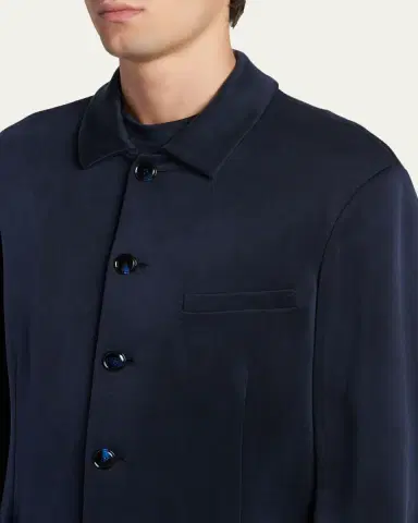 Giorgio Armani Men's Cupro Blend Patch-Pocket Blazer | Thumbnail 5 Giorgio Armani Men's Cupro Blend Patch-Pocket Blazer | Thumbnail 5