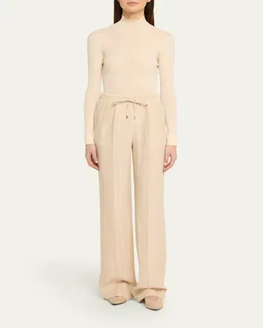 Kiton Striped Linen Straight-Leg Pull-On Pants | Thumbnail 2 Kiton Striped Linen Straight-Leg Pull-On Pants | Thumbnail 2