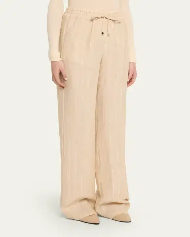 Kiton Striped Linen Straight-Leg Pull-On Pants | Thumbnail 4 Kiton Striped Linen Straight-Leg Pull-On Pants | Thumbnail 4