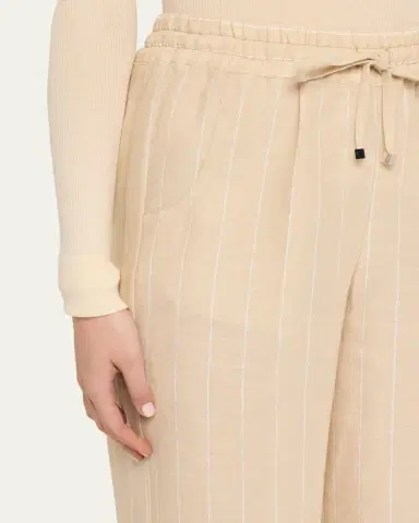 Kiton Striped Linen Straight-Leg Pull-On Pants | Thumbnail 5 Kiton Striped Linen Straight-Leg Pull-On Pants | Thumbnail 5