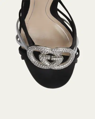 Gucci 105mm Crystal Interlocking G Mixed Leather Platform Sandals | Thumbnail 3 Gucci 105mm Crystal Interlocking G Mixed Leather Platform Sandals | Thumbnail 3